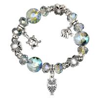 Crystal Bracelet with Zinc Alloy antique silver color plated folk style & for woman Length Approx 6.3-7 Inch Sold By PC