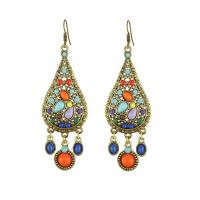 Zinc Alloy Drop Earring, med Resin, forgyldt, Boheme stil & forskellige stilarter for valg & for kvinde, 27x71mm, Solgt af par