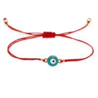 aleación de zinc Pulsera, con cordón poliéster, ojo de malvado, chapado en color dorado, Estilo bohemio & unisexo & esmalte, más colores para la opción, longitud aproximado 11 Inch, Vendido por UD