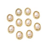 DIY sieraden materiaal, Zinc Alloy, met Plastic Pearl, Ovaal, gold plated, hol, 12x15mm, Verkocht door PC