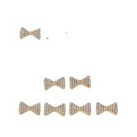 DIY sieraden materiaal, Zinc Alloy, Strik, gold plated, met strass, 15x9mm, Verkocht door PC