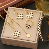 304 Stainless Steel Jewelry Set Heart gold color plated & for woman & enamel Sold By PC