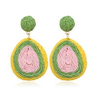 Pendientes de Perno de Aleación de Zinc, con Papel, Joyería & para mujer, verde, libre de níquel, plomo & cadmio, 72x42mm, Vendido por Par