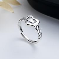 Bijoux de bague en argent sterling , Argent sterling 925, coeur, bijoux de mode & pour femme, protéger l'environnement, sans nickel, plomb et cadmium, 9mm, Vendu par PC