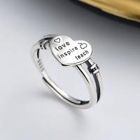 Bijoux de bague en argent sterling , Argent sterling 925, coeur, bijoux de mode & pour femme, protéger l'environnement, sans nickel, plomb et cadmium, 9mm, Vendu par PC