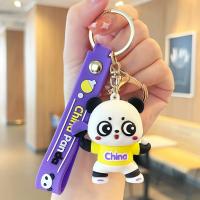 Zinklegering sleutelhanger haak, Zacht PVC, met Zinc Alloy, Panda, multifunctioneel & uniseks, meer kleuren voor de keuze, 45x56mm, Verkocht door PC