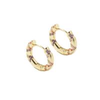 Cúbicos Circonia Pendiente Latón Micro pavimenta, metal, Joyería & micro arcilla de zirconia cúbica & para mujer, dorado, libre de níquel, plomo & cadmio, 15mm, Vendido por Par