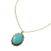 Collier de bijoux en alliage de zinc, avec turquoise, avec 7CM chaînes de rallonge, Placage, bijoux de mode & pour femme, vert, Longueur Environ 37 cm, Vendu par PC