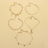 Zinc Alloy Anklet gold color plated 5 pieces & fashion jewelry & for woman nickel lead & cadmium free Sold By Set