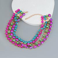 Collar de Aleación de Zinc, con 8.2CM extender cadena, Joyería & para mujer & con diamantes de imitación, más colores para la opción, libre de níquel, plomo & cadmio, longitud aproximado 39.5 cm, Vendido por UD