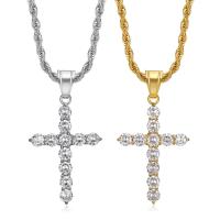 Acier titane collier, croix, styles différents pour le choix & pavé de micro zircon & pour femme, Longueur Environ 23.6 pouce, Vendu par PC