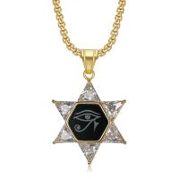 Collier d'acier titane, avec résine, Hexagram, unisexe & styles différents pour le choix & pavé de micro zircon, Longueur Environ 23.6 pouce, Vendu par PC