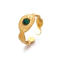 304 roestvrij staal Manchet Finger Ring, met Edelsteen, 18K verguld, verschillende materialen voor de keuze & verstelbaar & voor vrouw, Maat:7, Verkocht door PC