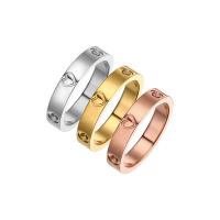 Titanium Čelik Finger Ring, Krug, modni nakit & polirana & različite veličine za izbor & za žene & s kubni cirkonij, više boja za izbor, Prodano By PC