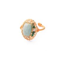 Anillo de dedo de latón, metal, con Jade & Perlas cultivadas de agua dulce, chapado en color dorado, Joyería & diferentes estilos para la opción & para mujer, más colores para la opción, Inner diameteruff1a17mm, Vendido por UD