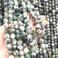 Tree Agate Χάντρες, γυαλισμένο, DIY & διαφορετικό μέγεθος για την επιλογή & πολύπλευρη, μικτά χρώματα, Sold Per Περίπου 38 cm Strand