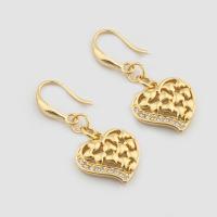 Cubic Zirconia Micro Pave Brass Earring Heart high quality gold color plated fashion jewelry & micro pave cubic zirconia & for woman nickel lead & cadmium free Sold By Pair