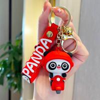 Zinklegering sleutelhanger haak, Zacht PVC, met Zinc Alloy, Panda, Cute & multifunctioneel & uniseks, meer kleuren voor de keuze, 43x61mm, Verkocht door PC