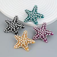 Øremærkning af zinklegeret stud, Zinc Alloy, Starfish, mode smykker & for kvinde & med rhinestone, flere farver til valg, nikkel, bly & cadmium fri, 45x50mm, Solgt af par