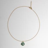 Collier de bijoux en acier inoxydable, Acier inoxydable 304, avec Malachite, poli, constellation bijoux & styles différents pour le choix & pour femme & avec strass, 20mm, Longueur Environ 17.72 pouce, Vendu par PC