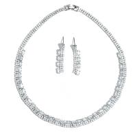 Zink Alloy Jewelry Sets, örhänge & halsband, platina pläterad, micro bana cubic zirconia & för kvinna, nickel, bly och kadmium gratis, 8x35mm, Längd 39 cm, Säljs av Ställ