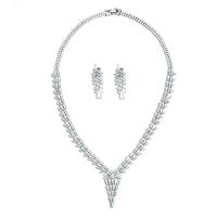 Set gioielli in lega di zinco, orecchino & Collana, lega in zinco, placcato color platino, Micro spianare cubic zirconia & per la donna, assenza di nichel,piombo&cadmio, 3.5cm,1x3.5cm, Lunghezza 42 cm, Venduto da set