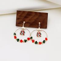 Pendientes de Perno de Aleación de Zinc, chapado, Diseño de Navidad & Joyería & diferentes estilos para la opción & para mujer, libre de níquel, plomo & cadmio, 30x45mm, Vendido por Par