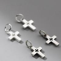 925 Sterling Silver siogairlín, Cross, DIY, dathanna níos mó le haghaidh rogha, 13x9x2mm, Díolta De réir PC