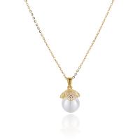 Argent sterling 925 collier, avec Shell Pearl, avec 1.2inch chaînes de rallonge, Motif géométrique, Placage, bijoux de mode & chaîne ovale & pavé de micro zircon & pour femme, plus de couleurs à choisir, Longueur Environ 15.4 pouce, Vendu par PC