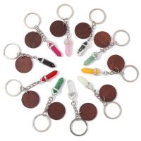 Key Chain, Naturlig Quartz, med Træ & Zinc Alloy, Unisex, flere farver til valg, Længde Ca. 9.5 cm, Solgt af PC