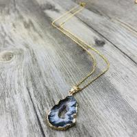 Agaat ketting, met 304 roestvrij staal, mode sieraden & voor vrouw, zwart, Lengte Ca 45 cm, Verkocht door PC