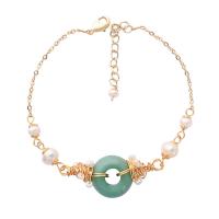 Bracciali ottone, with pietra preziosa, with 4cm extender chain, placcato color oro, gioielli di moda & per la donna, due diversi colori, Lunghezza 18 cm, Venduto da PC