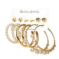 Zinc Alloy Oorbel Set, met Plastic Pearl, plated, 6 stuks & mode sieraden & verschillende stijlen voor de keuze & voor vrouw & met strass, meer kleuren voor de keuze, Verkocht door Stel