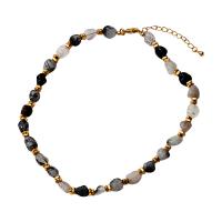 Collar de piedras preciosas joyas, Piedra natural, con metal, con 5cm extender cadena, chapado en color dorado, Joyería & diferentes materiales para la opción & para mujer, más colores para la opción, libre de níquel, plomo & cadmio, longitud aproximado 39 cm, Vendido por UD