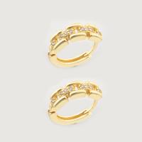 Cubic Zirconia Micro Pave Brass Earring high quality gold color plated fashion jewelry & micro pave cubic zirconia & for woman nickel lead & cadmium free Sold By Pair