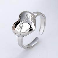 Sterling Silver smycken finger ring, 925 sterling silver, Hjärta, plated, mode smycken & för kvinna, fler färger för val, nickel, bly och kadmium gratis, 11mm, Säljs av PC