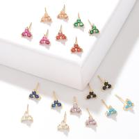 Goujon Laiton, bijoux de mode & pavé de micro zircon & pour femme, plus de couleurs à choisir, protéger l'environnement, sans nickel, plomb et cadmium, 8x8mm, Vendu par paire