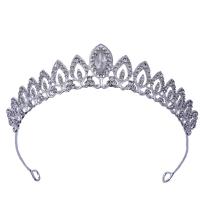 Tiaras, liga de zinco, cromado de cor prateada, para mulher & com strass, níquel, chumbo e cádmio livre, Diametro interno:Aprox 150mm, vendido por PC