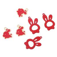 Zinc Alloy Animal Pendants Rabbit painted DIY nickel lead & cadmium free Sold By Bag