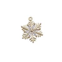 Cubic Zirconia (CZ) Brass Hängen, Mässing, med Cubic Zirconia, Snowflake, KC guldfärg pläterade, DIY, 16x20mm, Säljs av PC