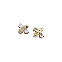 Cubic Zirkonia (CZ) Brass riipukset, Messinki, kanssa Cubic Zirkonia, Mehiläinen, real kullattu, tee-se-itse, kulta, 13x14mm, Myymät PC