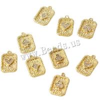 Messing hanger met micro-paved kubieke zirconia's, echt goud verguld, DIY & verschillende stijlen voor de keuze & micro pave zirconia, gouden, 17x11mm, Verkocht door PC