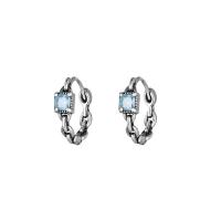 925 sterling silver Huggie Hoop Earring, antik silver pläterad, mode smycken & micro bana cubic zirconia & för kvinna, 14x12mm, Säljs av Par