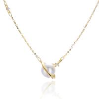 925 sterline d'argento collana, with Shell Pearl, with 2inch extender chain, placcato, catena ovale & Micro spianare cubic zirconia & per la donna, nessuno, 12.30mm, Lunghezza Appross. 16.9 pollice, Venduto da PC