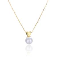 Argent sterling 925 collier, avec Shell Pearl, avec 1.2inch chaînes de rallonge, Placage, chaîne ovale & pour femme, plus de couleurs à choisir, 14.40mm, Longueur Environ 15.7 pouce, Vendu par PC