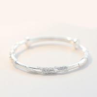 925 Sterling Silver Bangle, dath airgid plated, jewelry faisin & le patrún bláth & do bhean, 5.2mm, Trastomhas Istigh:Thart 55.5mm, Díolta De réir PC