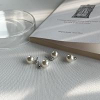 925 sterling silver Stud Earring, med Shell Pearl, platinerade, olika stilar för val & för kvinna, 10mm, Säljs av Par