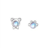 925 sterline d'argento Orecchini asimmetrici a bottone, with Moonstone, Orso, placcato platino, gioielli di moda & per la donna, 8.5x8.4mm, 6x7.4mm, Venduto da coppia