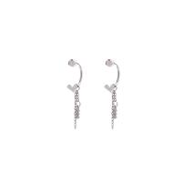 Argent sterling 925 boucle d'oreille en gland, coeur, Placage de couleur argentée, bijoux de mode & pour femme, 28mm, 36x51mm, Vendu par paire