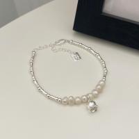 925 Sterling Silver Bracelet, le Pearl Fionnuisce, le 2inch slabhra extender, dath airgid plated, jewelry faisin & do bhean, Fad Thart 5.6 Inse, Díolta De réir PC